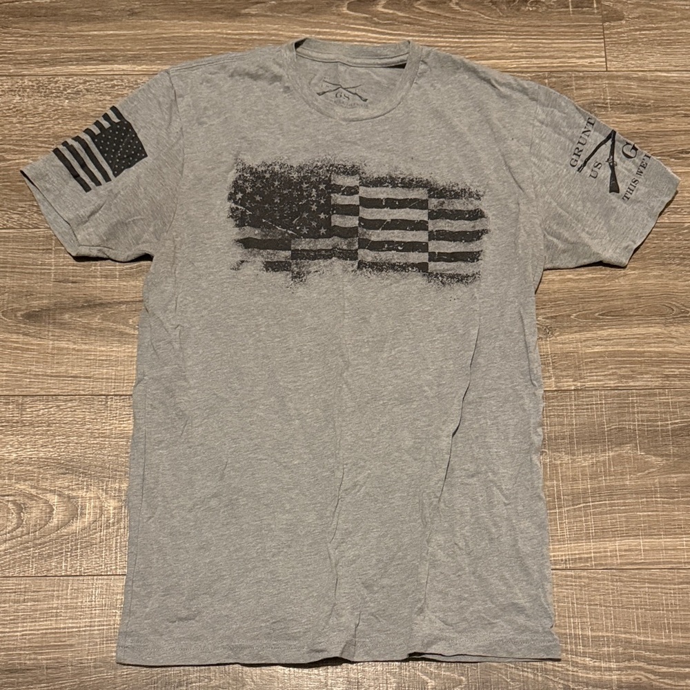 Grunt Style Gray American Flag Tee